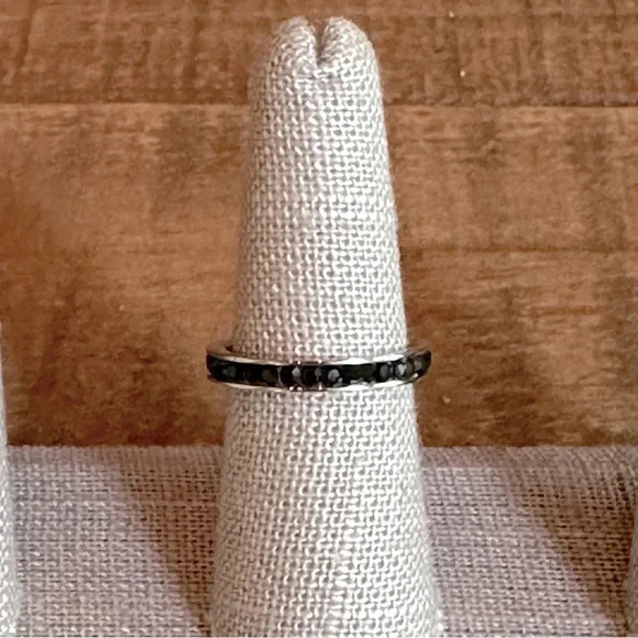 Waterproof Jet Black Onyx CZ Stainless Steel Eternity Band Stack Ring Wedding - Picture 6 of 7